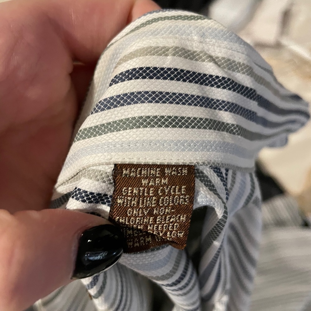 Tasso Elba Blue and Brown Striped Button Down - Picture 4 of 4